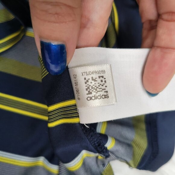 Adidas Men's Polo Shirt with Horizontal Stripes - Size Medium - Picture 8 of 11